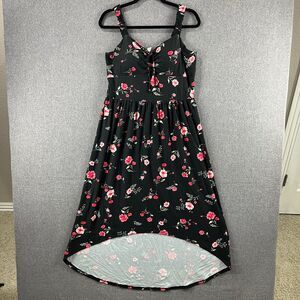 Floral Smocked Dress High-Low Hem Built-In Padding Juniors XL Fits Women M/L